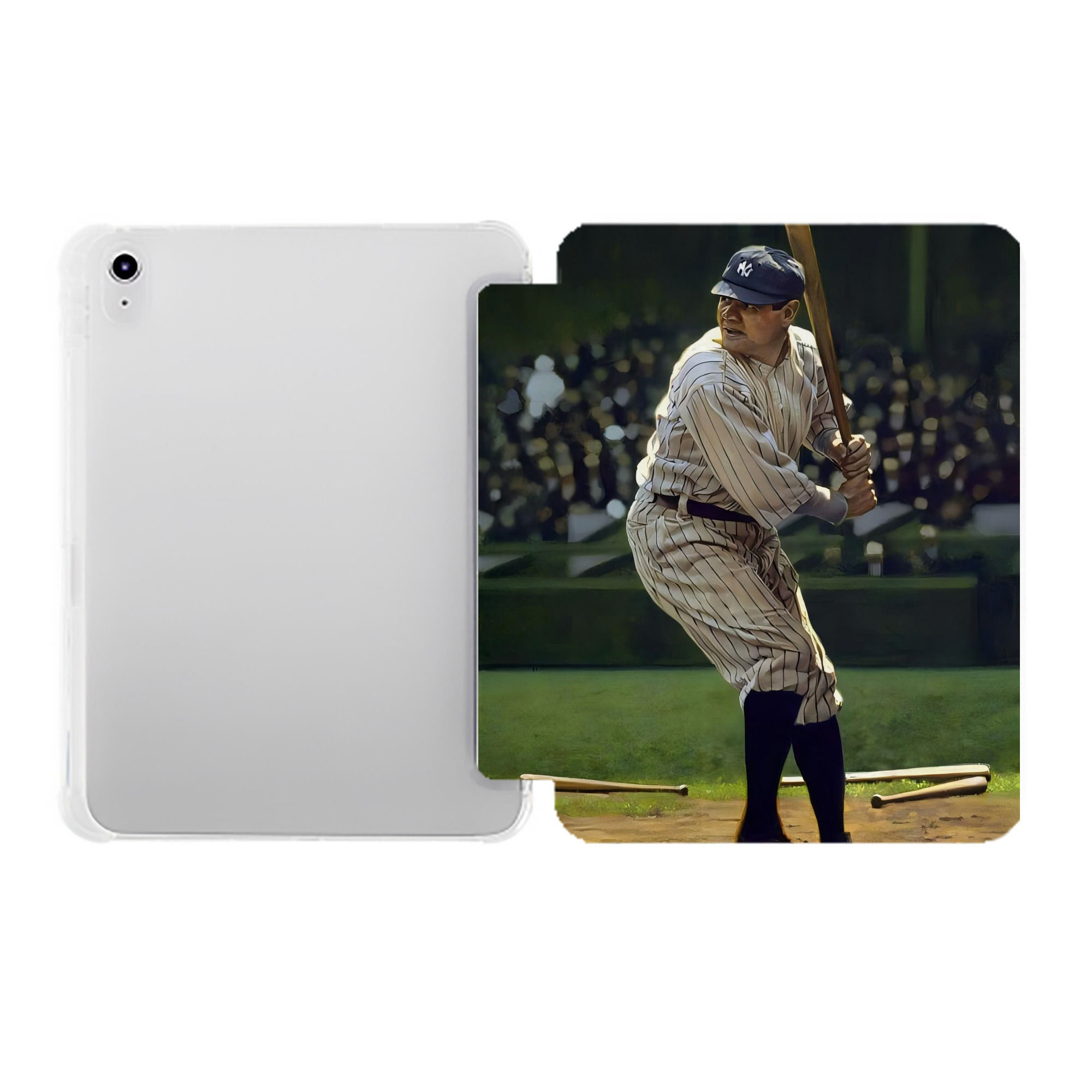 Babe Ruth 19 Premium Tri-Fold PU Leather & Silicone IPad Case With Pencil Slot – Fits 9.5,10.5,10.9 – Adjustable Stand, Slim, Protective